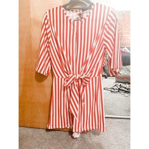 Red & White Striped Romper